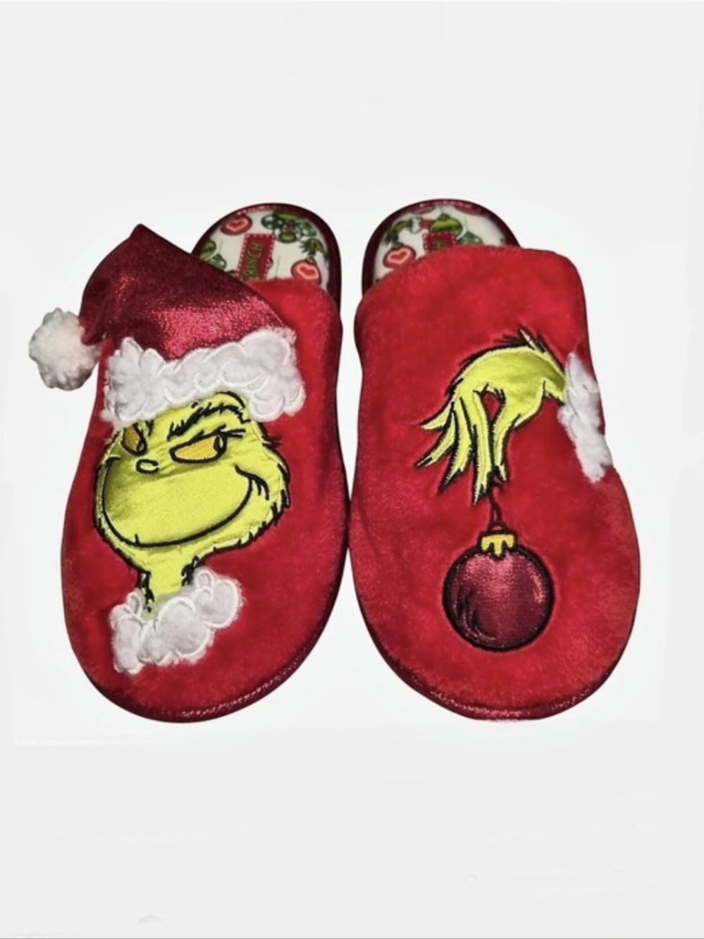 NWOT Dr. Seuss The Grinch Christmas Slippers Women's Size 9/10 Large Red